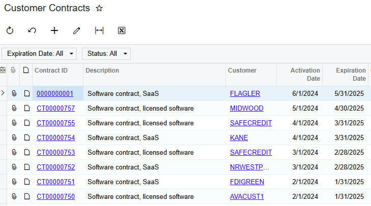 Screenshot of the Acumatica Customer Service