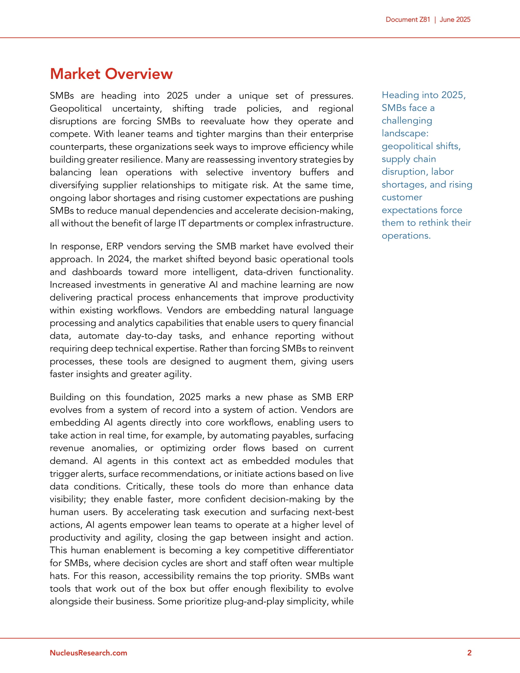 2025 SMB ERP Technology Value Matrix: Acumatica Named a Leader Again, page 1