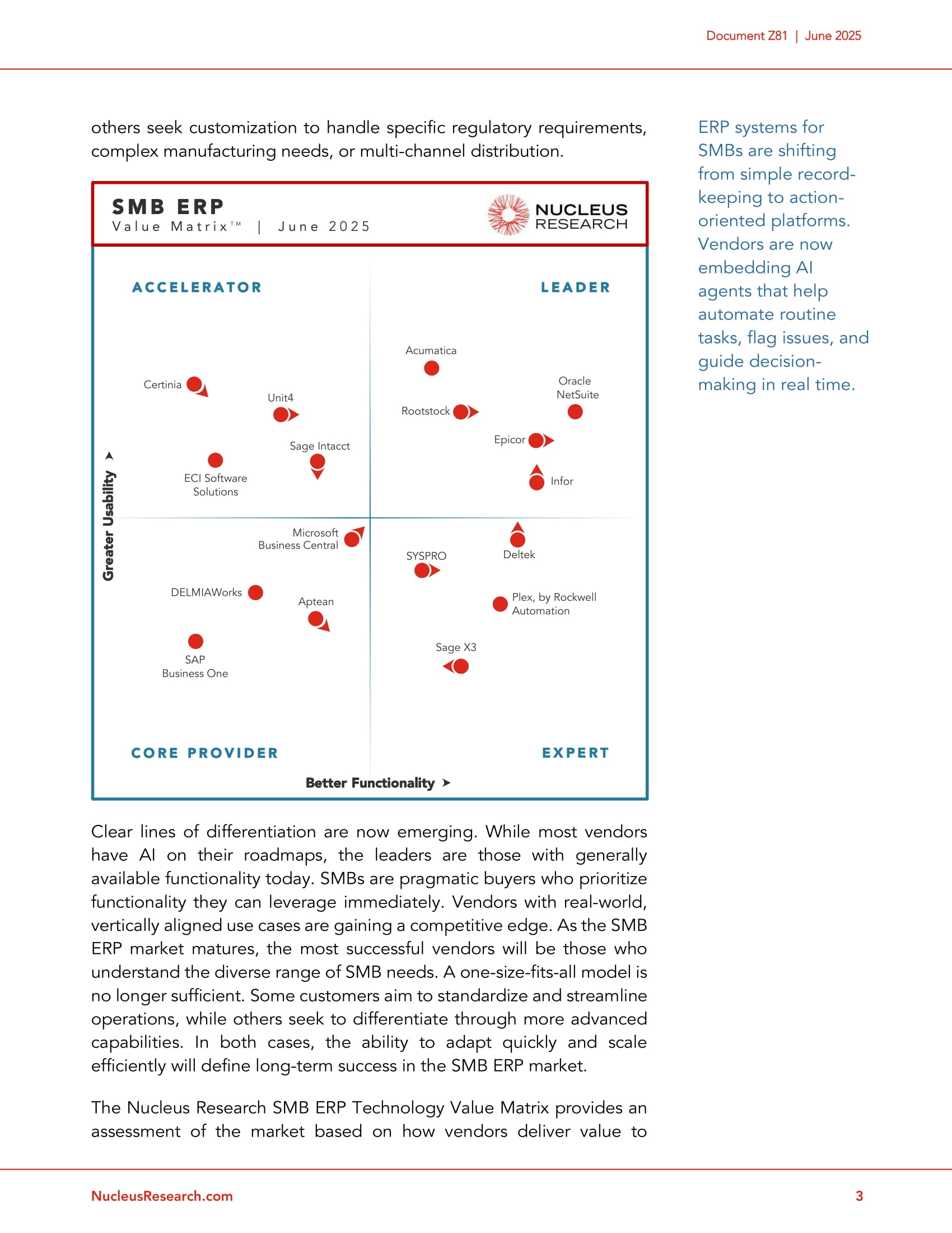 2025 SMB ERP Technology Value Matrix: Acumatica Named a Leader Again, page 2