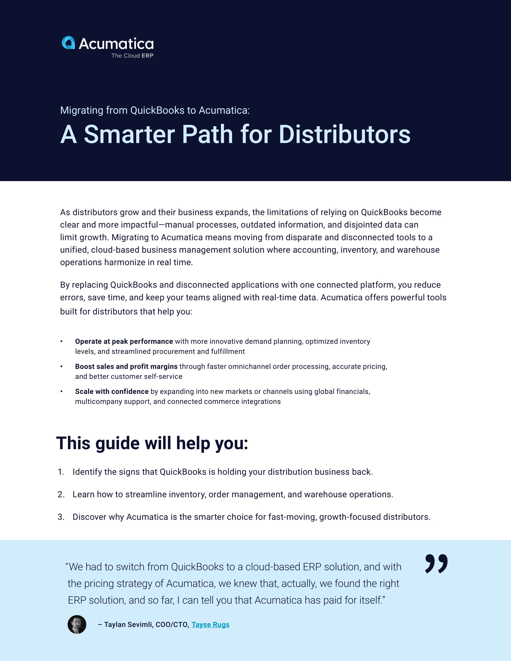 QuickBooks Migration Guide for Distributors