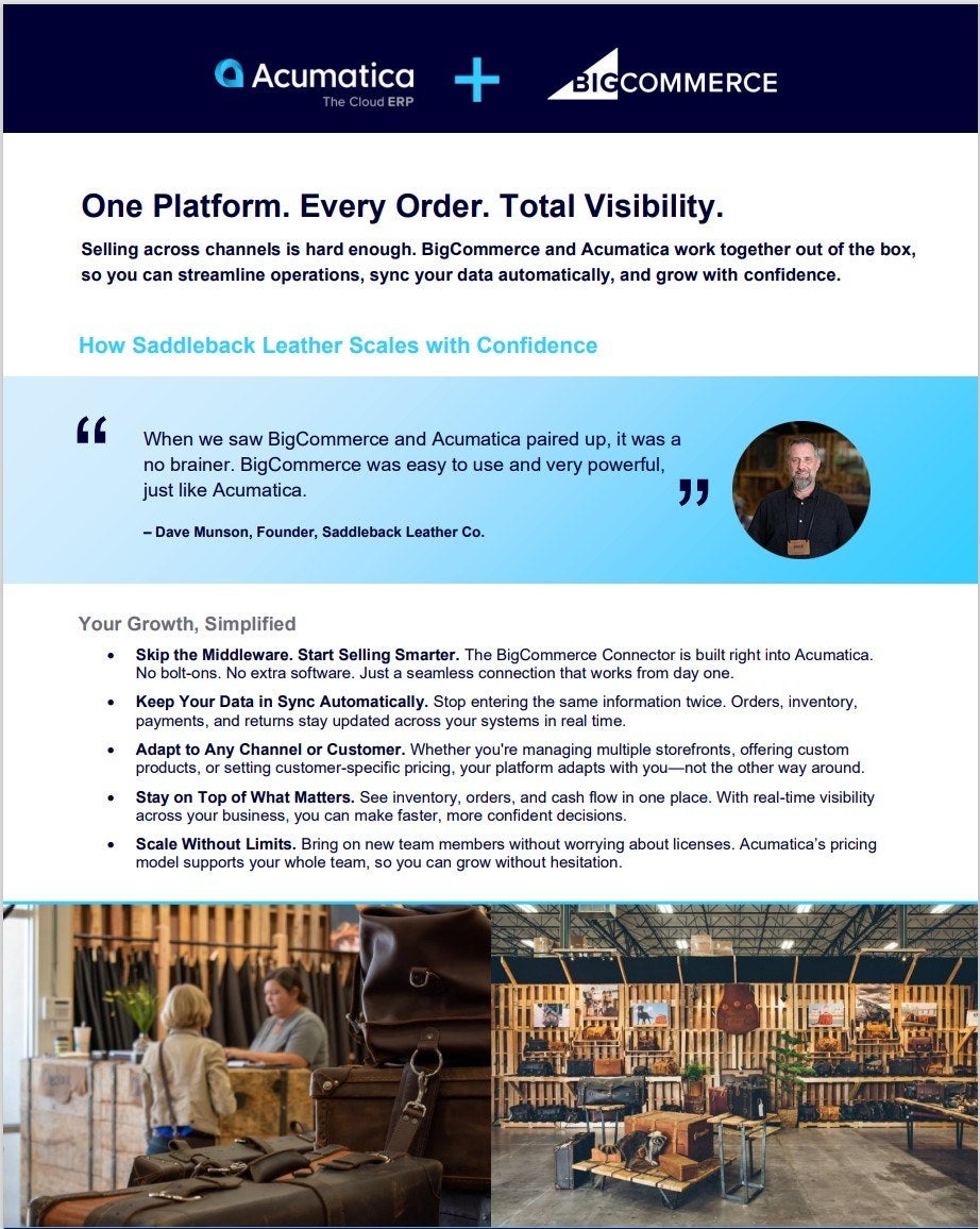 Acumatica + BigCommerce : Commerce unifié One-pager