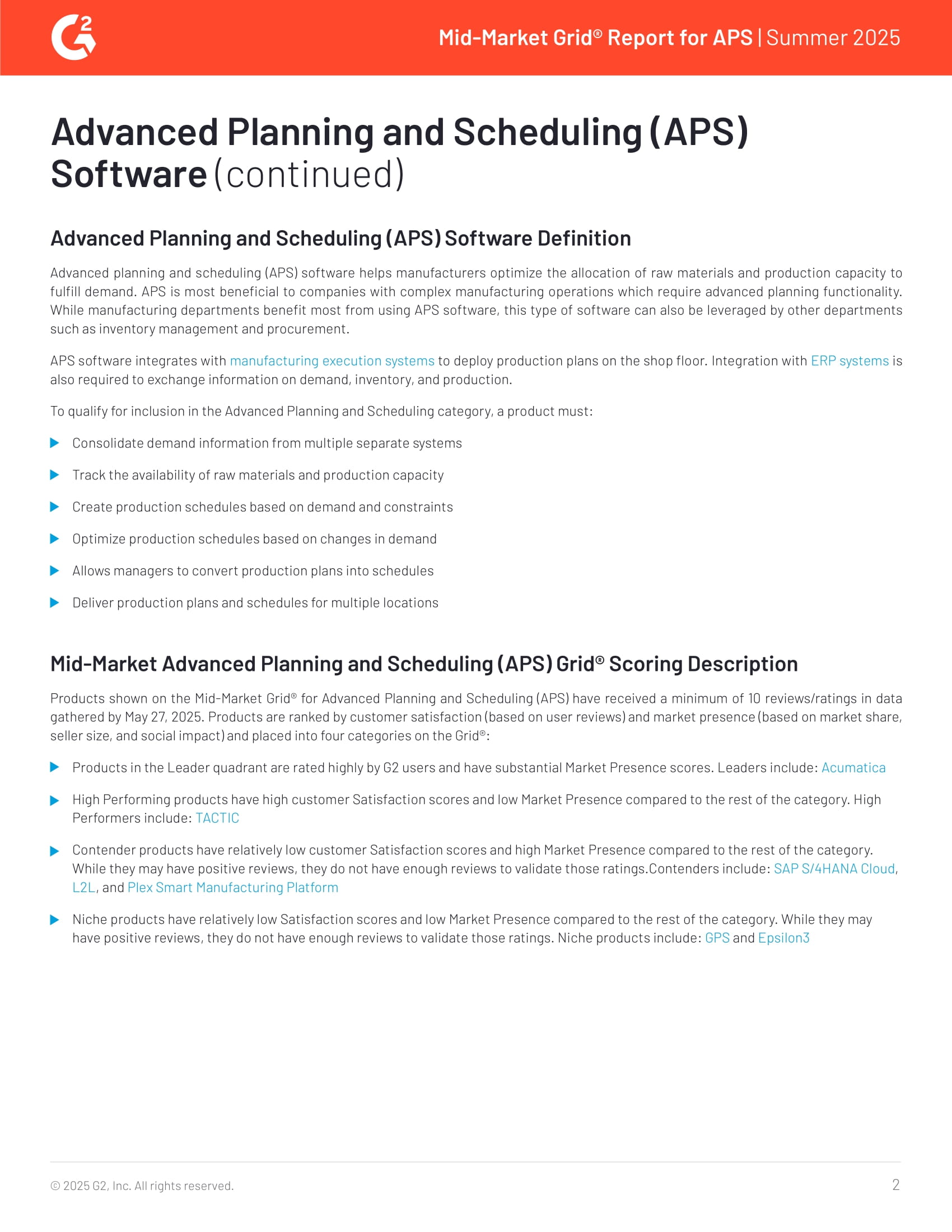 Acumatica Ranked #1 in G2’s 2025 APS Mid-Market Grid® Report, page 1