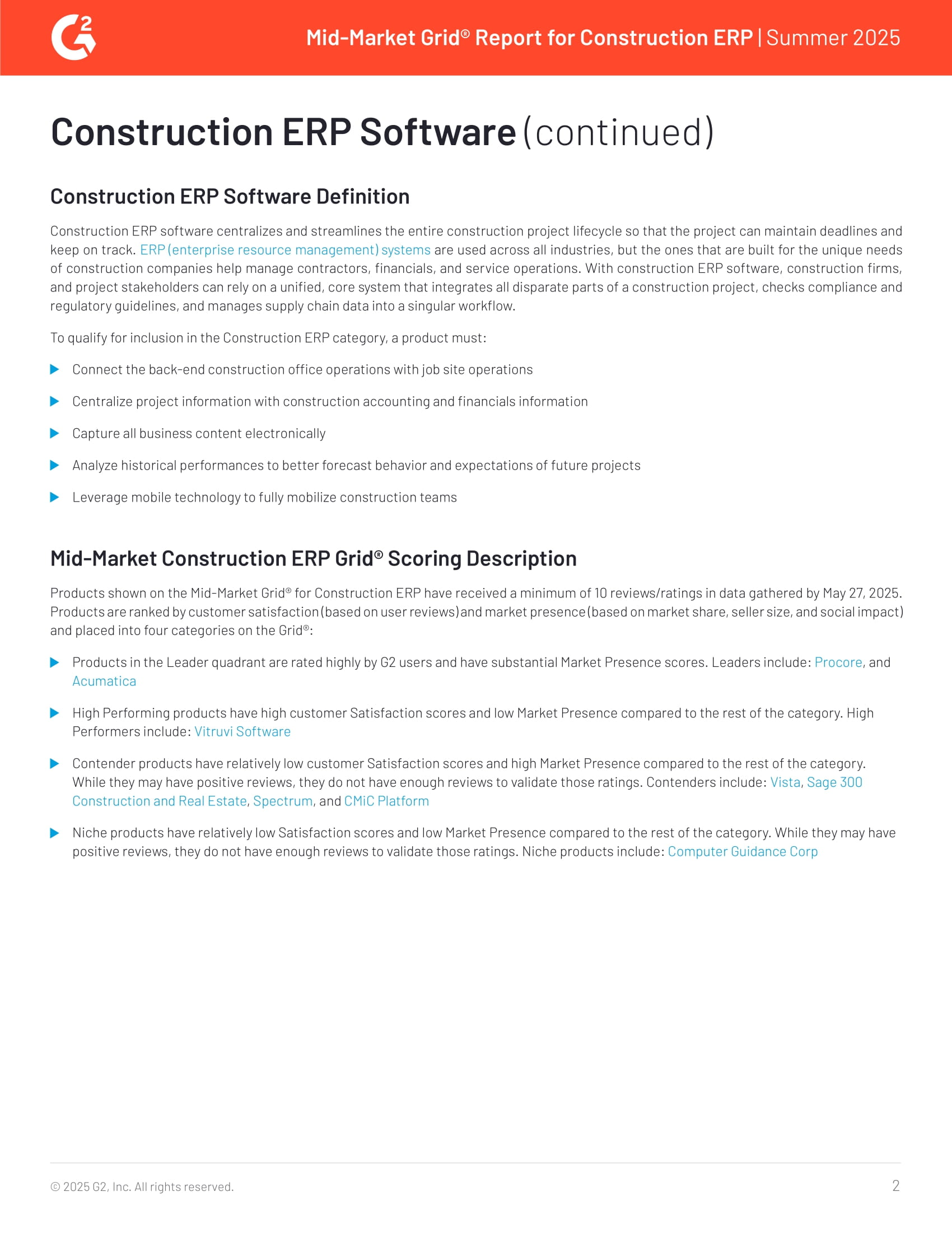 Rapport sur les logiciels ERP de construction du marché intermédiaire été 2025, page 0