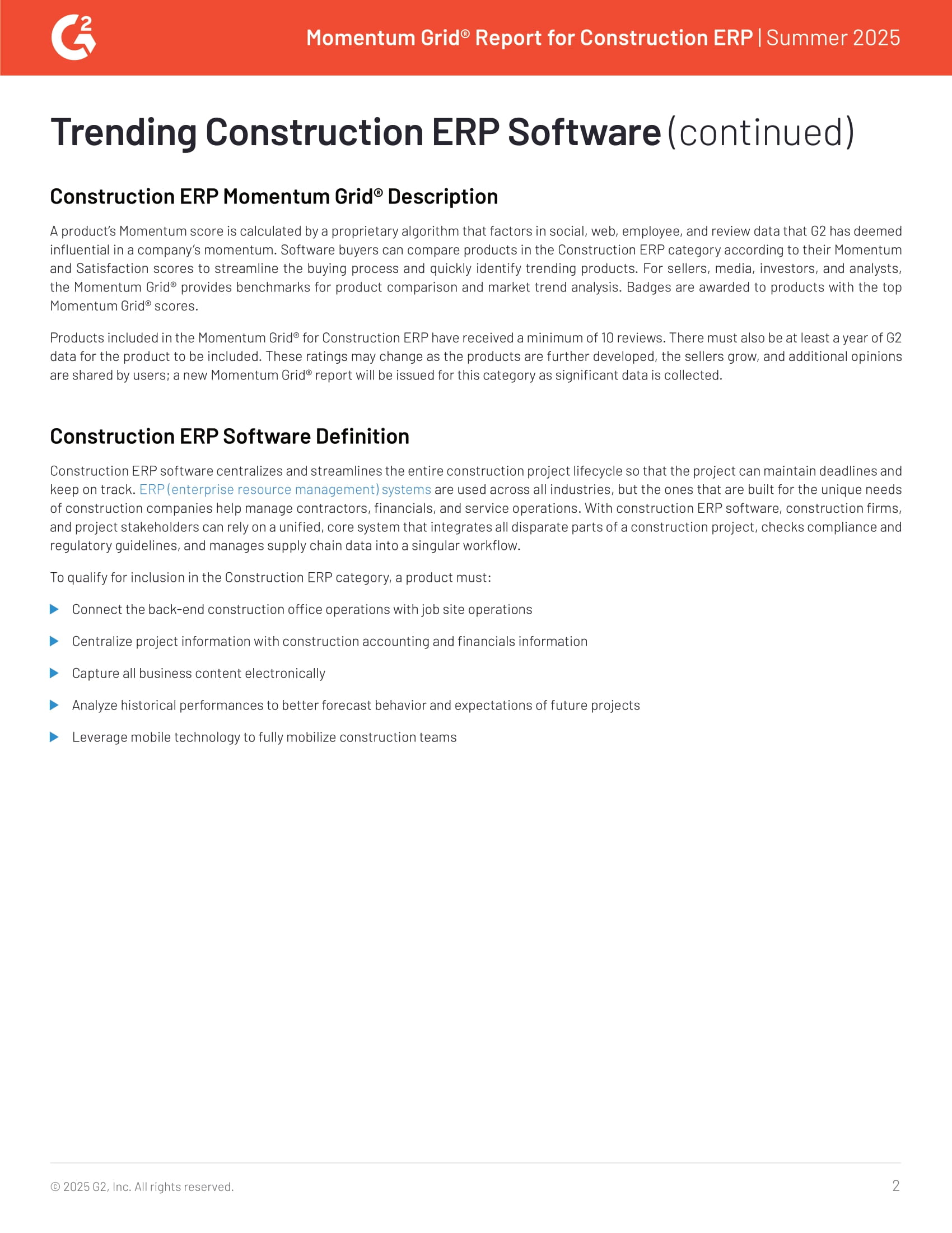 Rapport Momentum Grid® pour Construction ERP été 2025, page 2