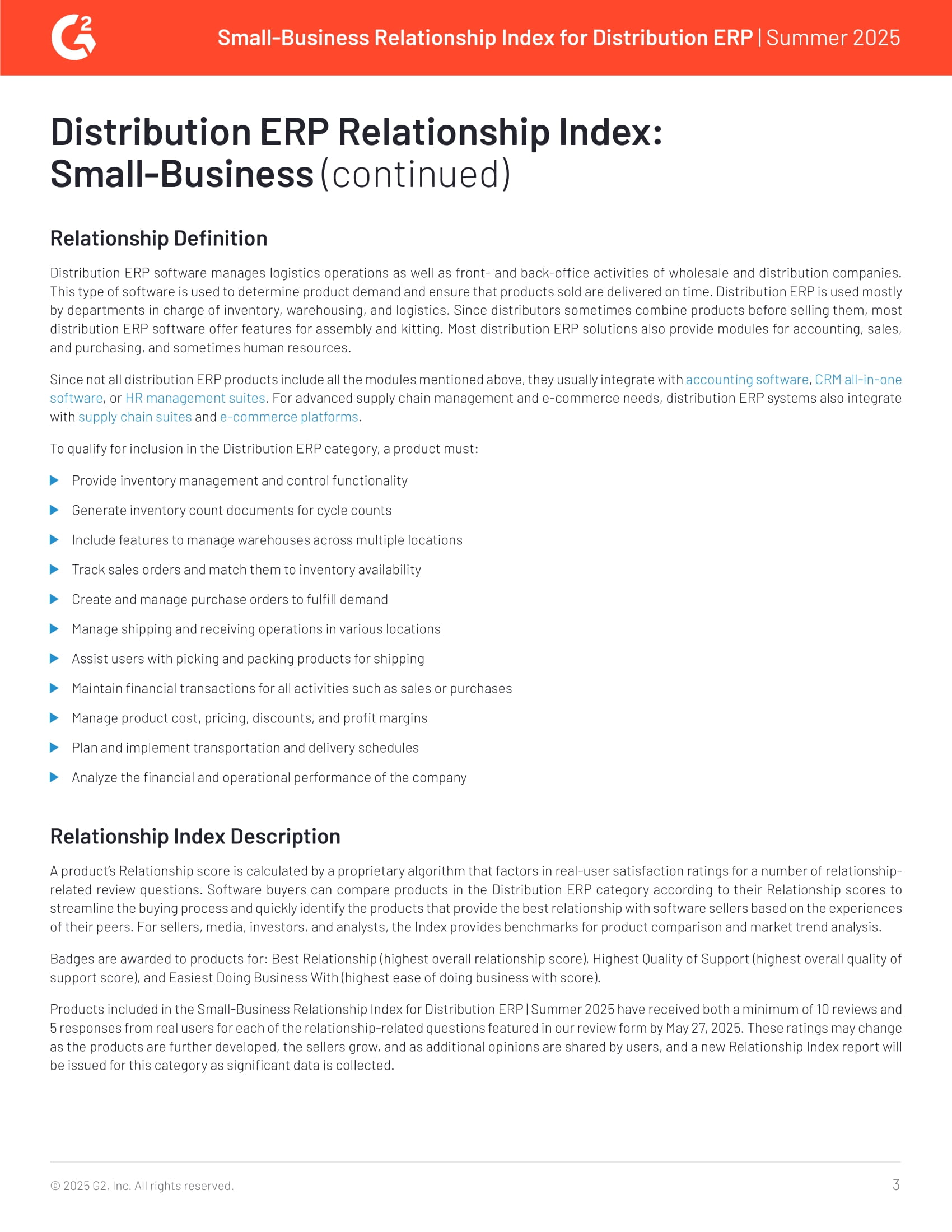 Acumatica est en tête de l'indice de relations 2025 de G2 pour l'ERP de distribution aux petites entreprises, page 2