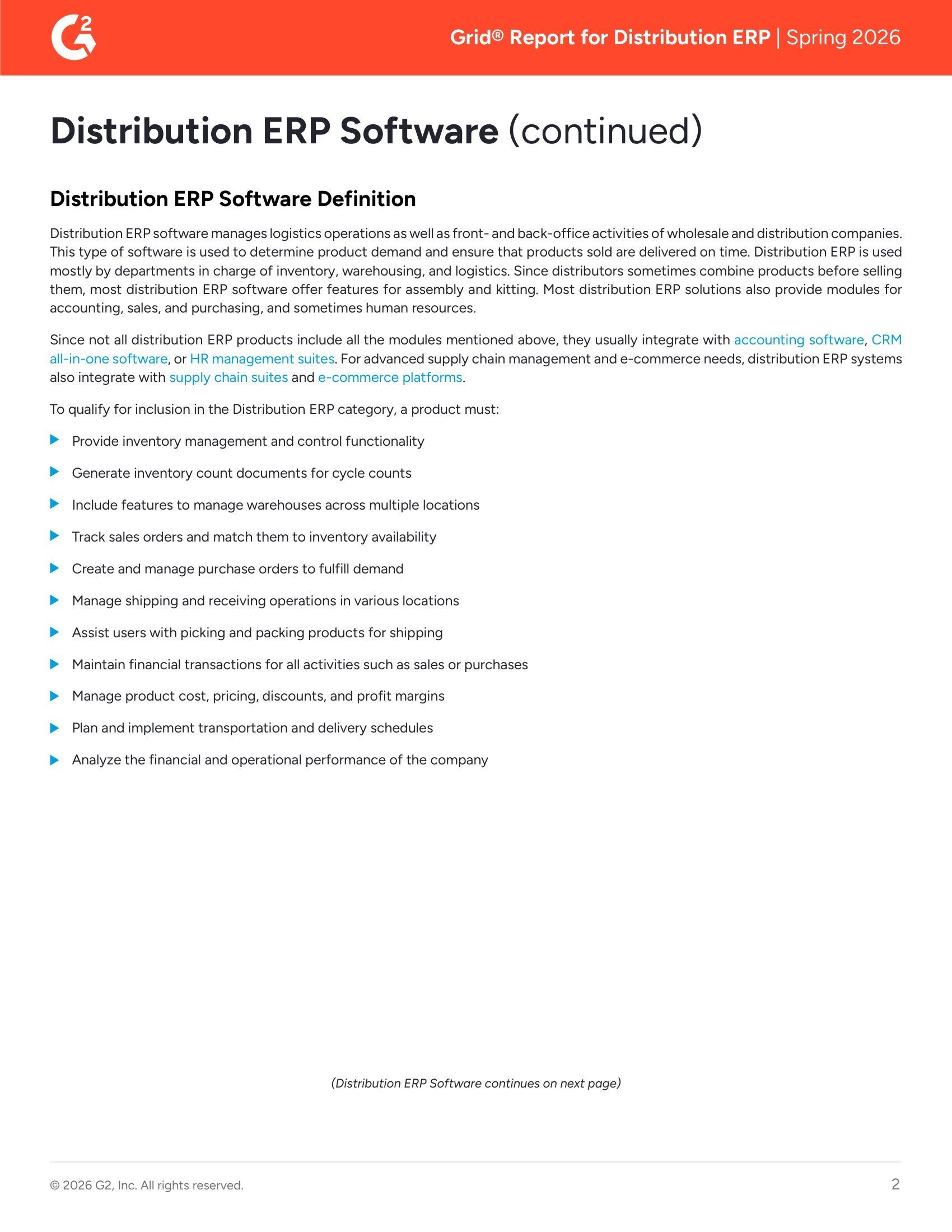 Acumatica Recognized as Leader in G2’s Spring 2026 Distribution ERP Grid Report, page 1