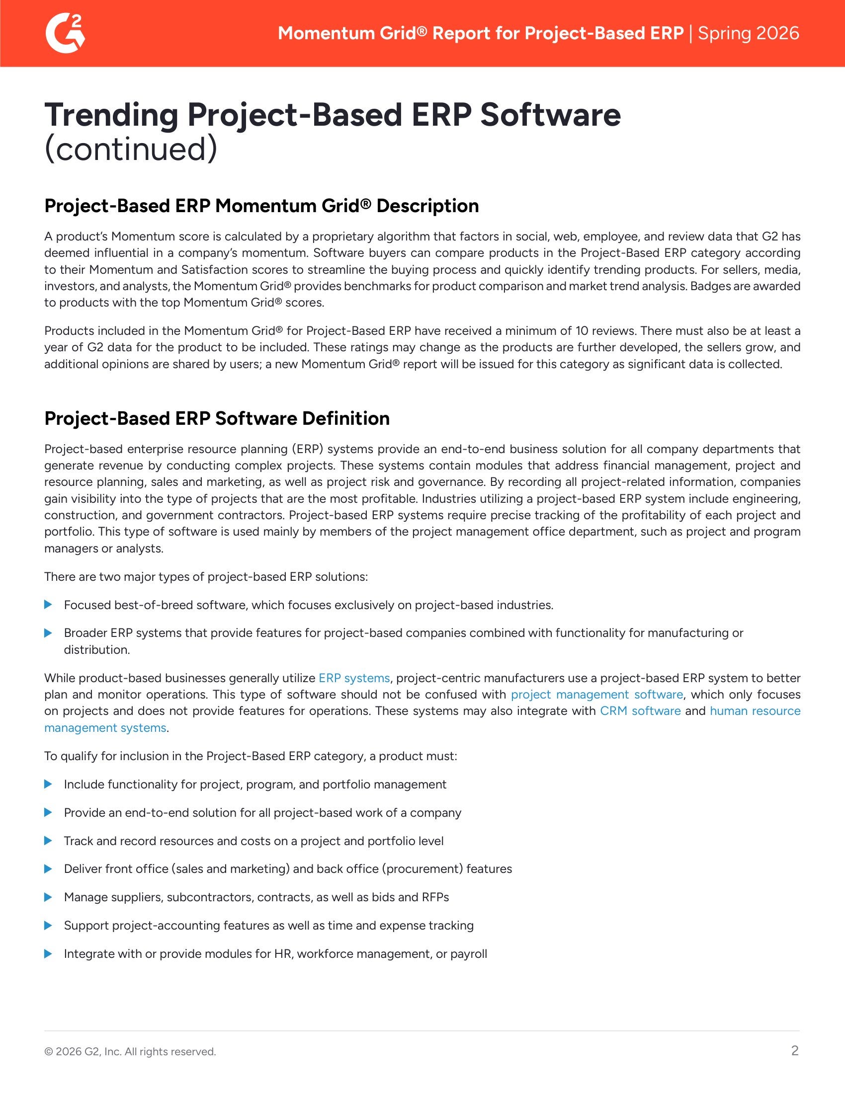 Momentum Grid® Report for Project-Based ERP Spring 2026, page 1