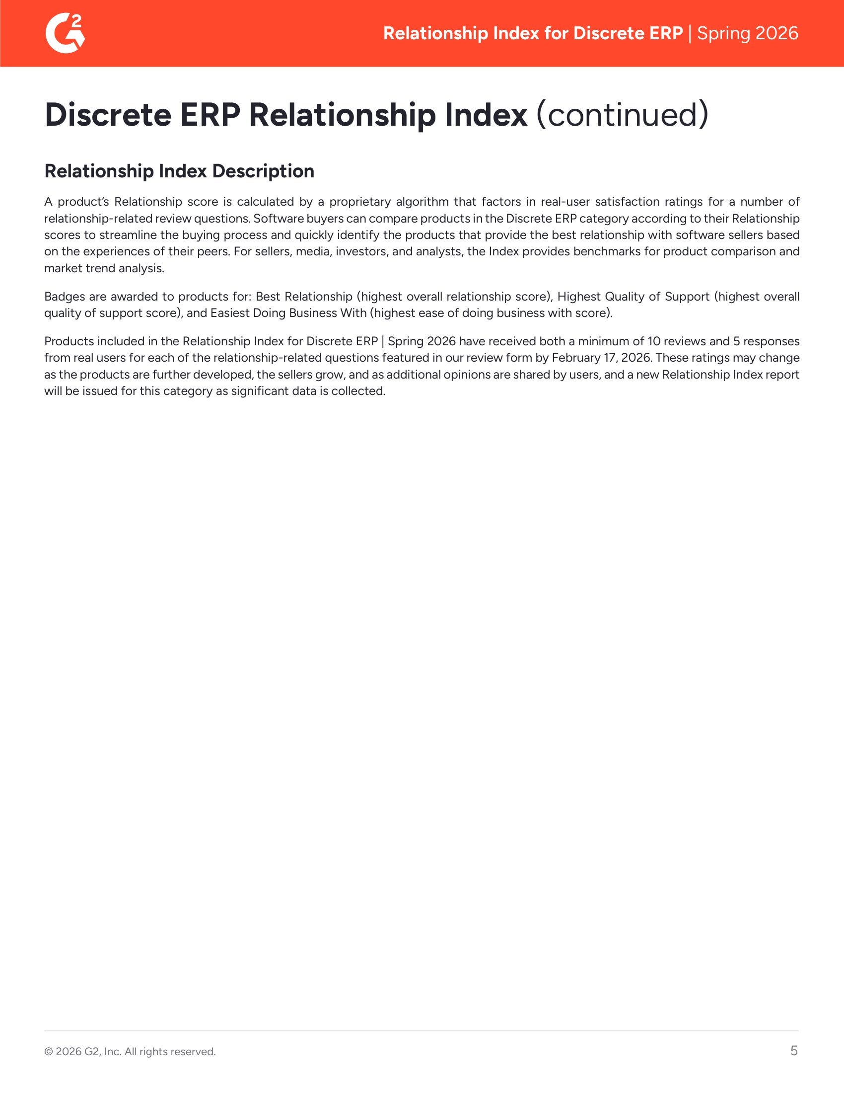 Acumatica Recognized as Leader in G2’s Spring 2026 Discrete ERP Relationship Index, page 4