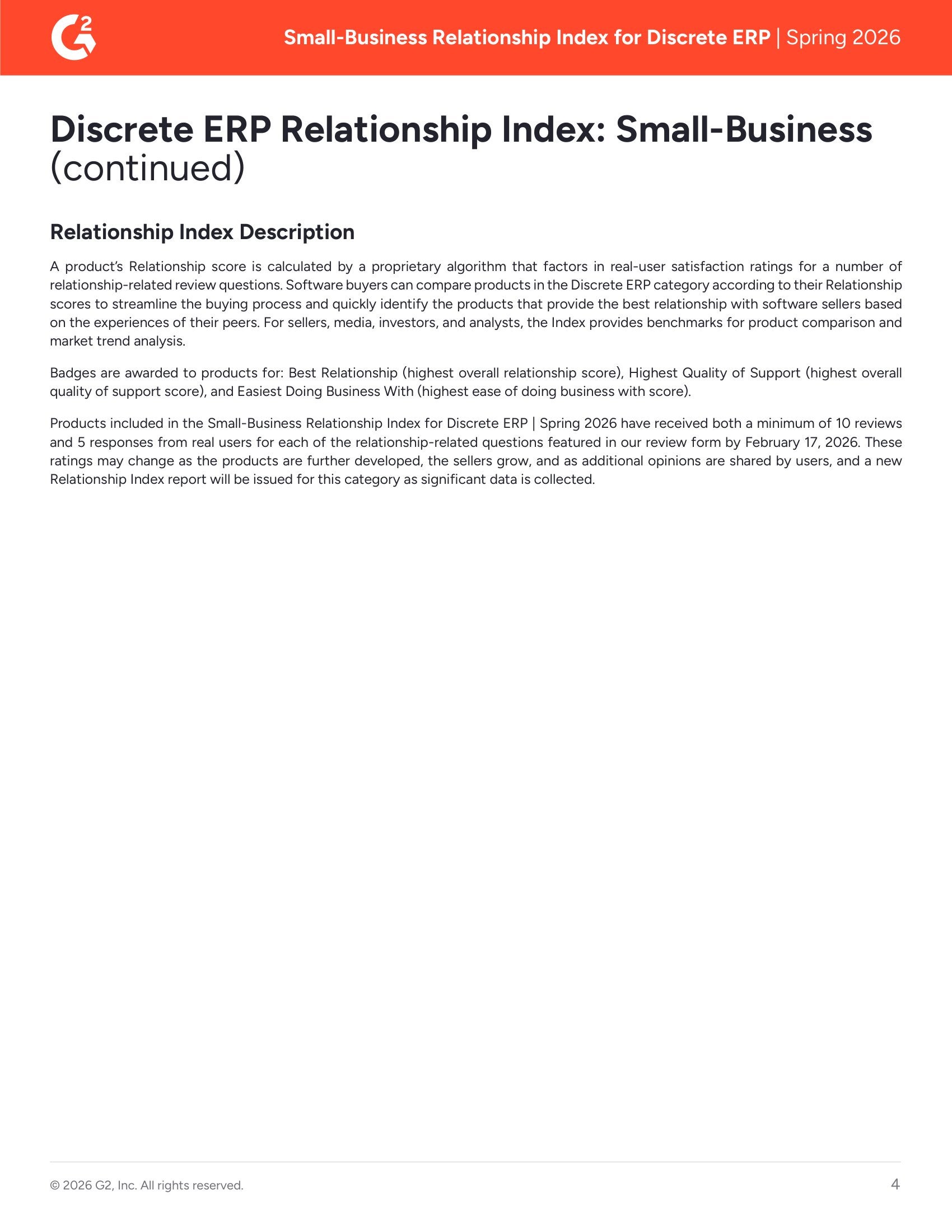 Acumatica Recognized as Leader in G2’s 2026 Small-Business Discrete ERP Relationship Index, page 3