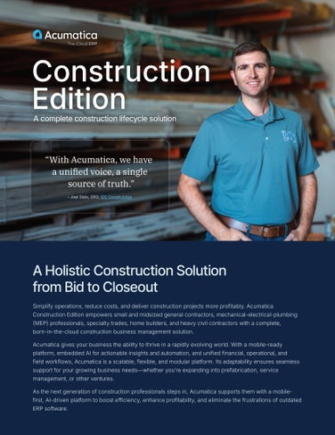 Why Acumatica Construction Edition Is the Right Solution Across the Construction Industry