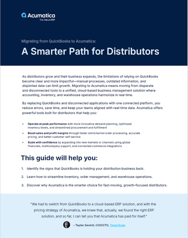 QuickBooks Migration Guide for Distributors