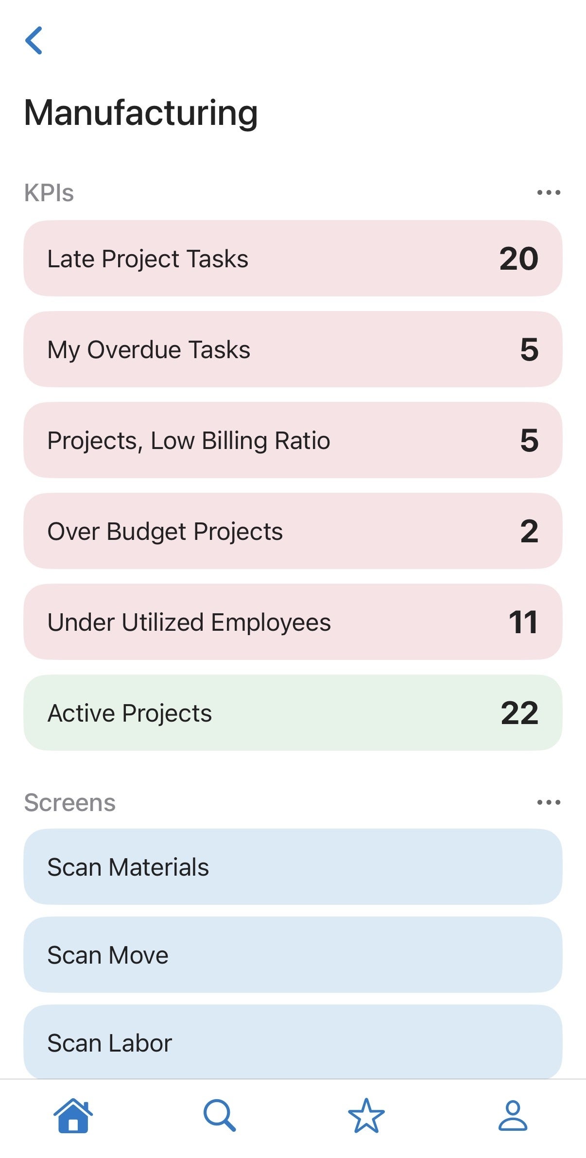 Collecte des données de fabrication Capture d’écran du produit Acumatica pour montrer la collecte de données de fabrication (MDC) d’Acumatica comparée à QuickBooks