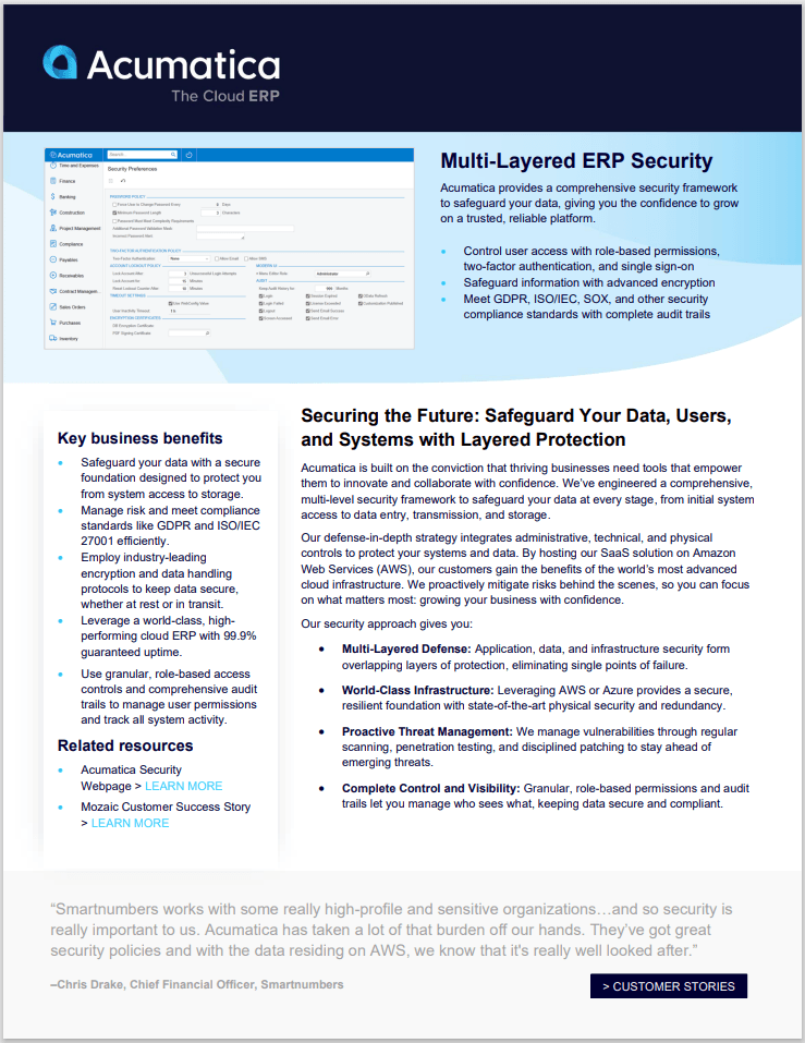 Acumatica Security Datasheet