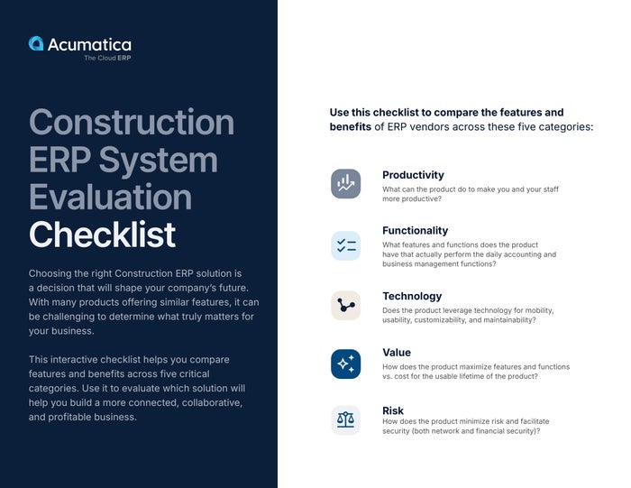 Construction ERP System Evaluation Checklist