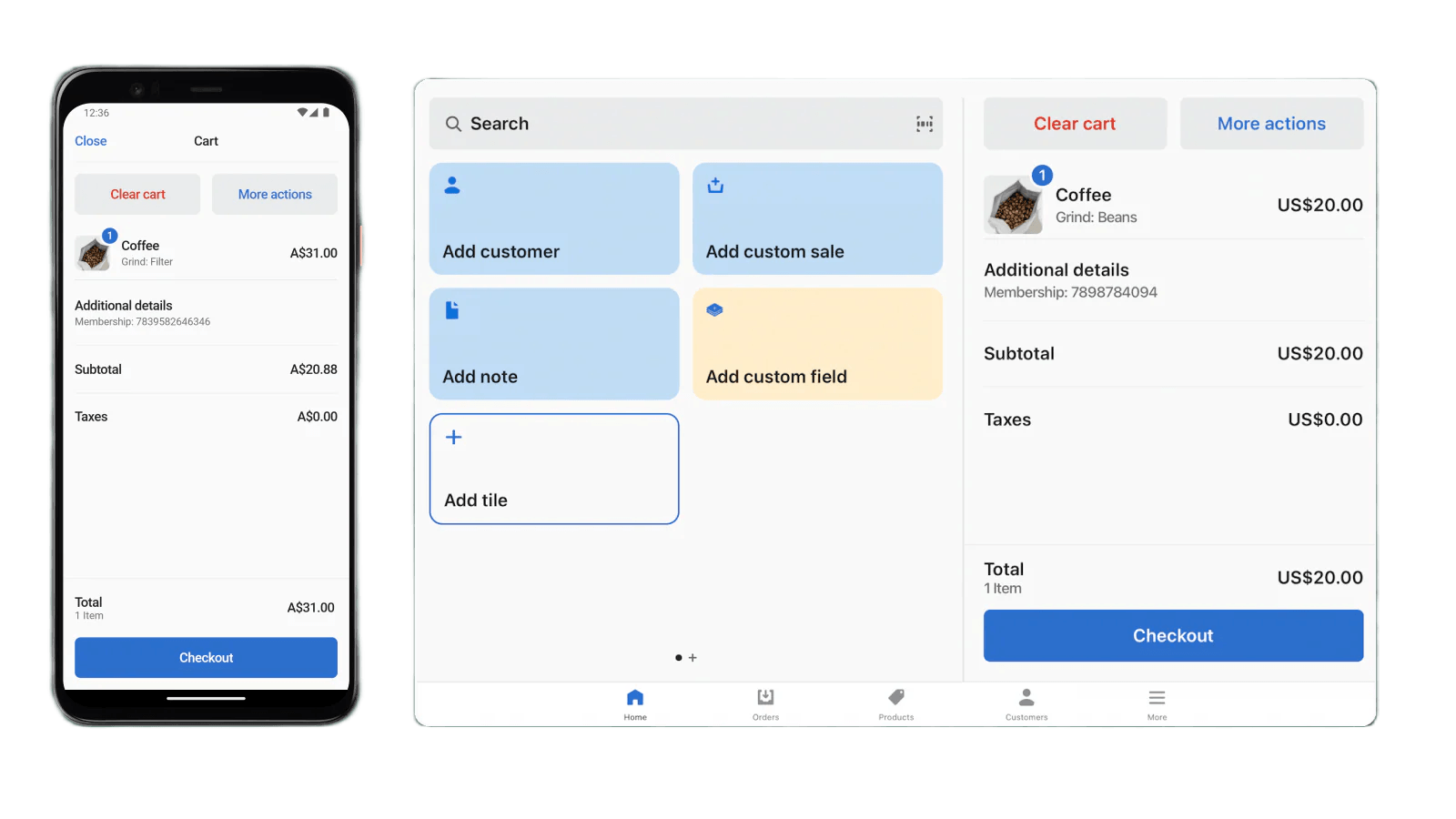 Screenshot of the Acumatica POS screens