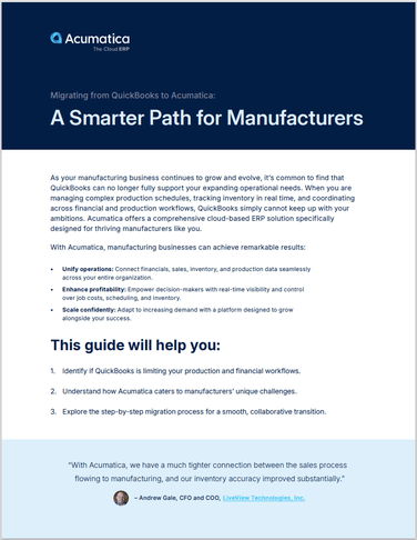 QuickBooks Migration Guide for Manufacturing