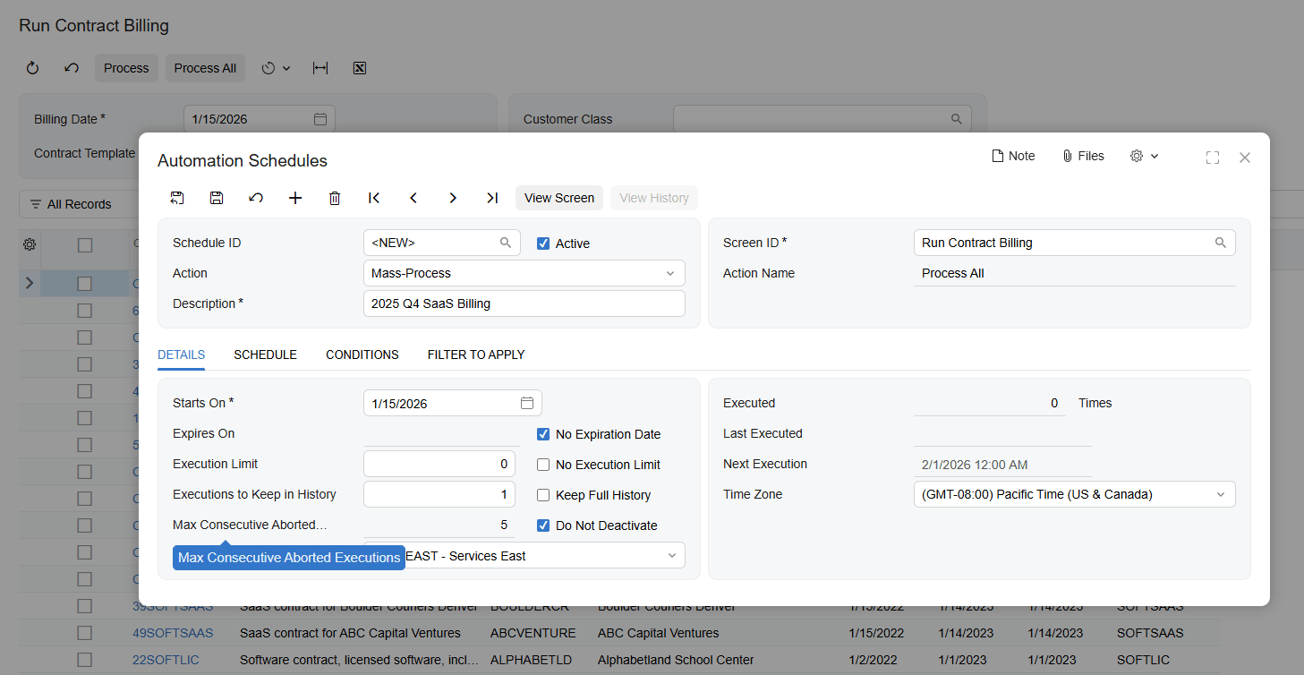 Capture d'écran de l'utilisation et de la facturation