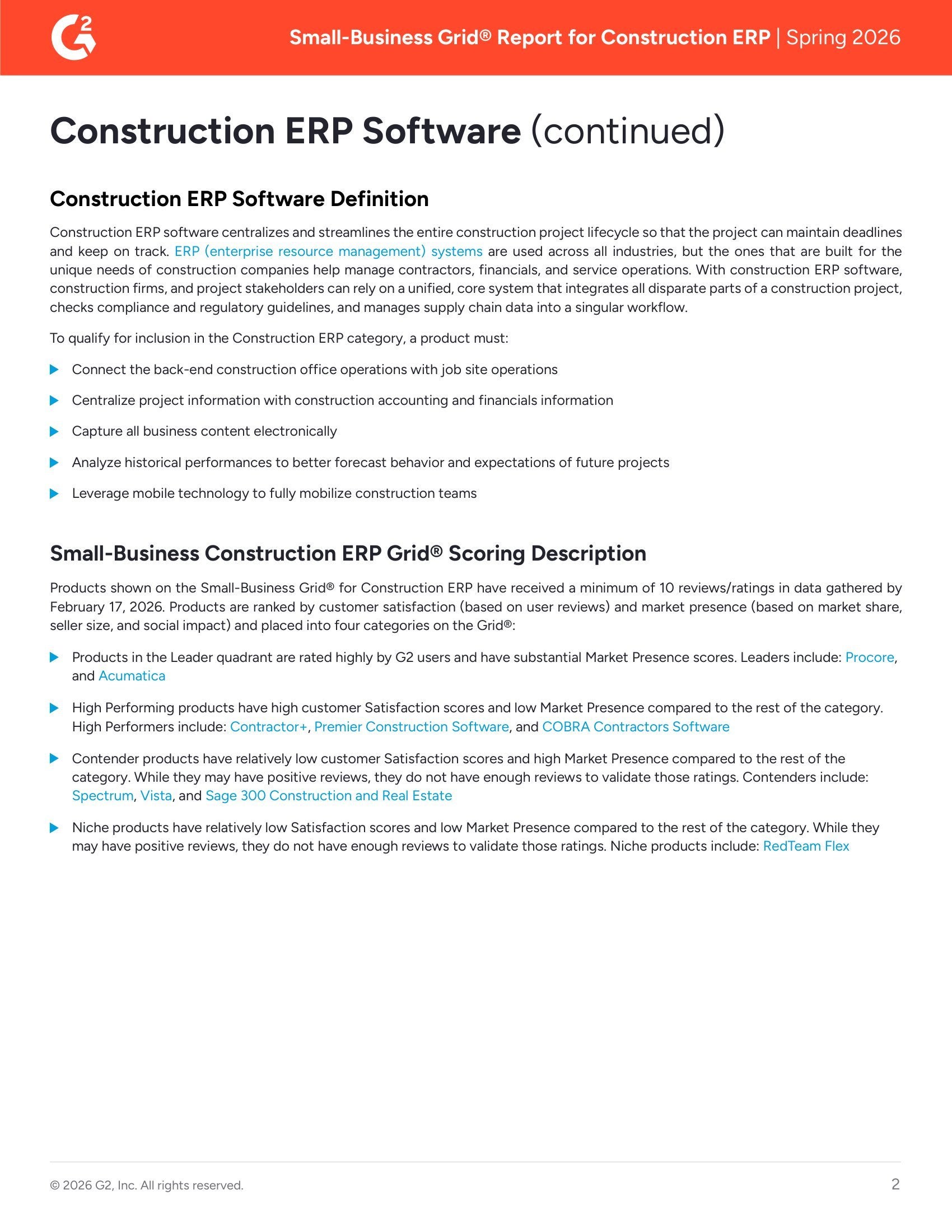 Acumatica Named a Leader in G2 Small-Business Construction ERP Grid® – Spring 2026, page 1