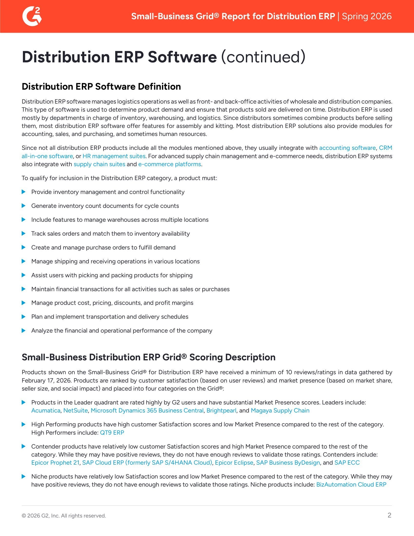 Acumatica Named a Leader in G2 Small-Business Distribution ERP Grid® – Spring 2026, page 1