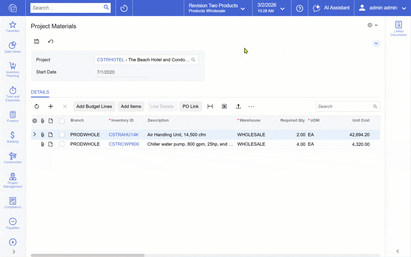 Listas de materiales para proyectos de construcción y servicios profesionales
