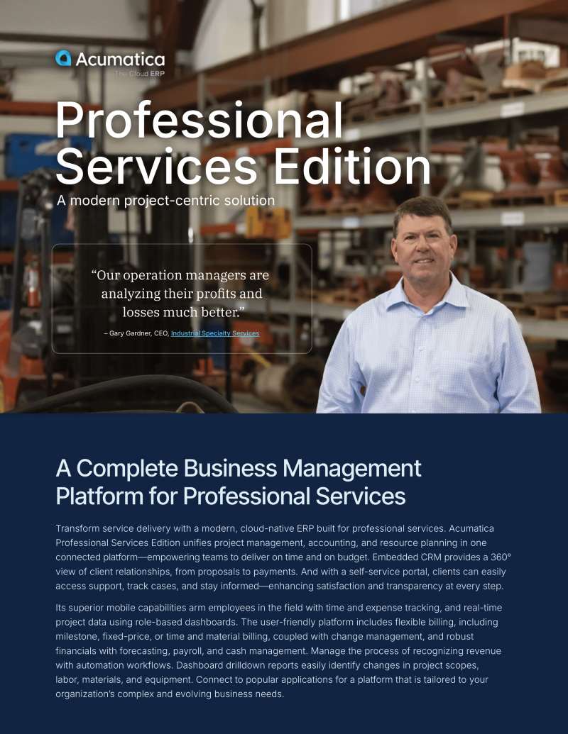 Brochure de l’édition des services professionnels d’Acumatica