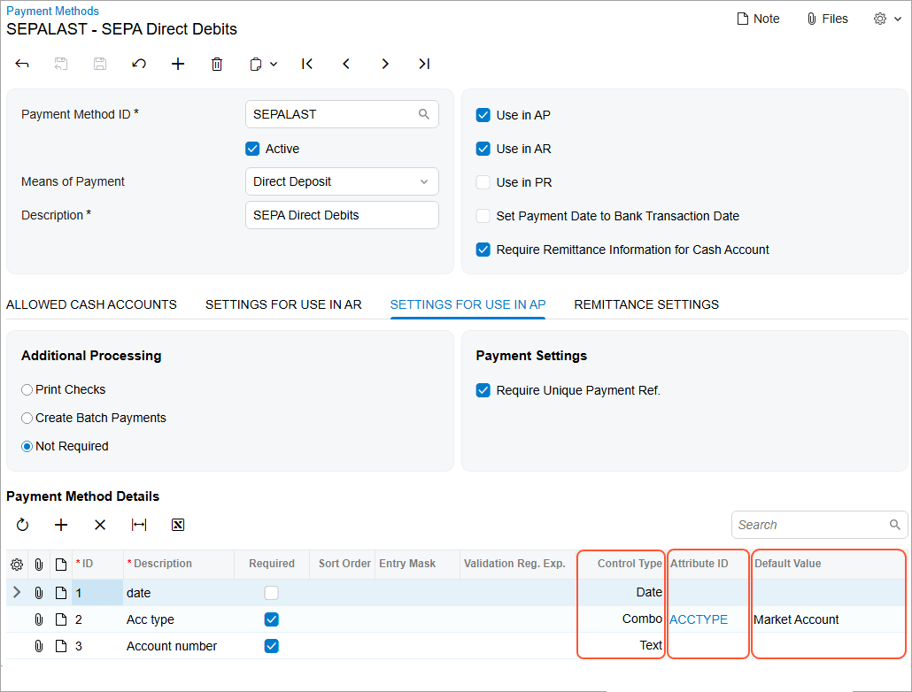 Listas desplegables y selectores de fecha para los pagos de clientes y proveedores