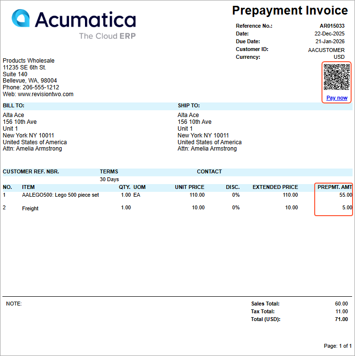 Enlaces a códigos QR para el pago por adelantado de los clientes