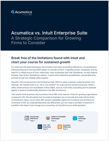 Comparez Acumatica et Intuit Enterprise Suite