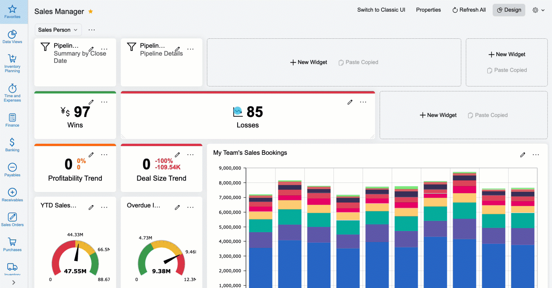 Screenshot of Dashboards