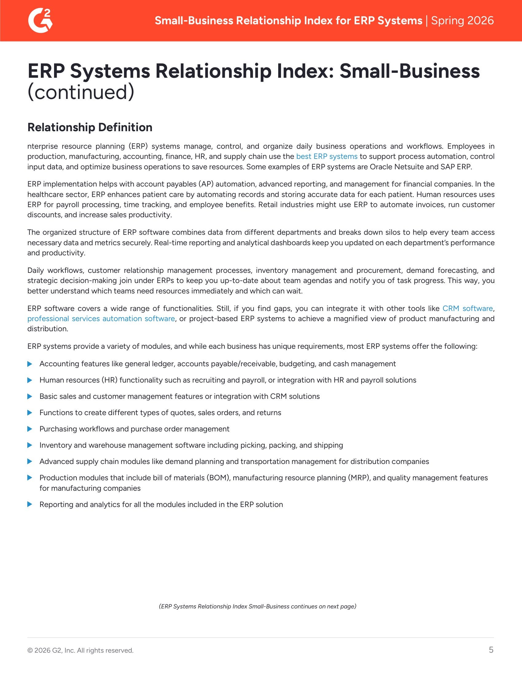 Acumatica Outperforms Odoo, Sage Intacct, NetSuite, and Others in G2’s Spring 2026 Relationship Index for Small-Business ERP Systems, page 4