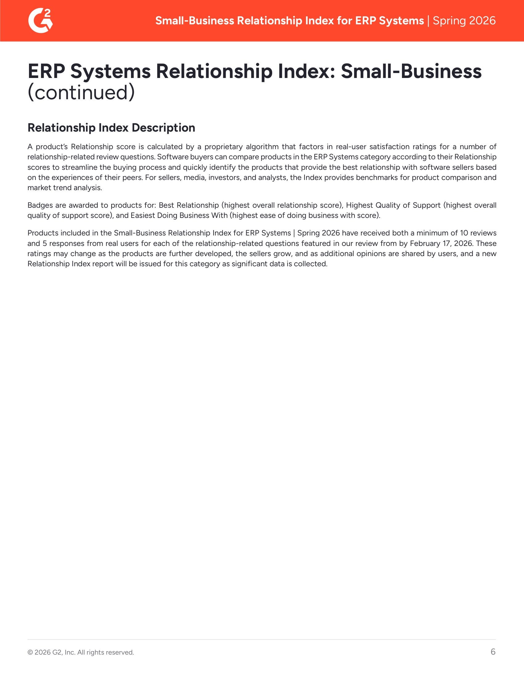 Acumatica Outperforms Odoo, Sage Intacct, NetSuite, and Others in G2’s Spring 2026 Relationship Index for Small-Business ERP Systems, page 5