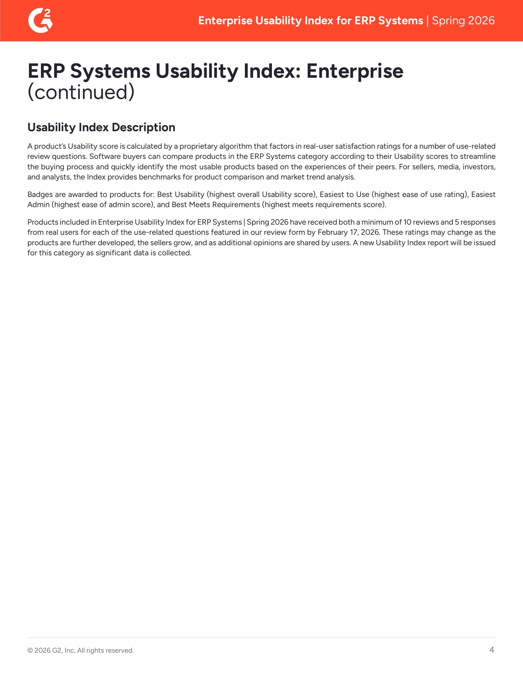 Acumatica Ranked #2 in G2's Enterprise ERP Systems Usability Index Spring 2026, page 3