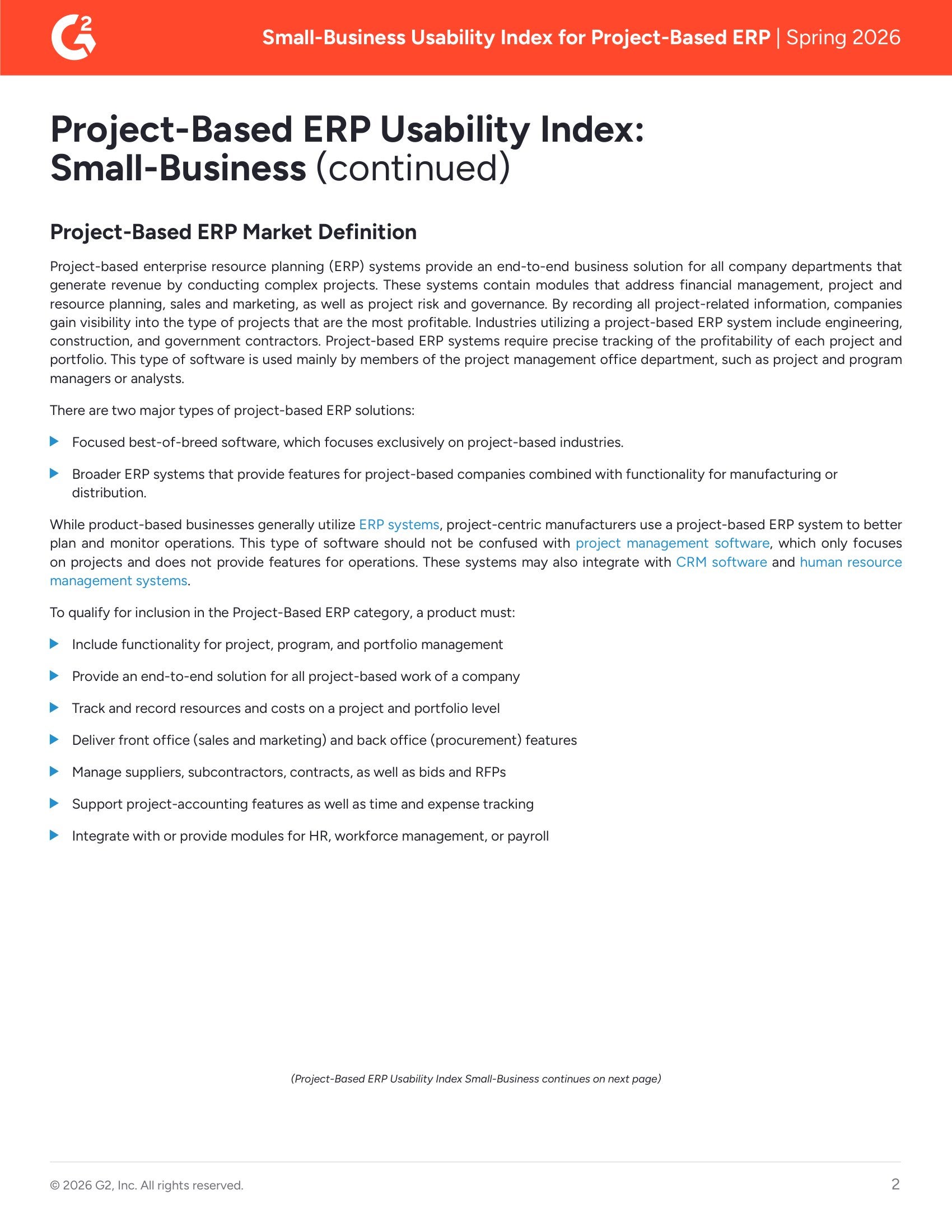 Acumatica Recognized as a Top Usability Leader in G2 Small-Business Project-Based ERP Report – Spring 2026, page 1