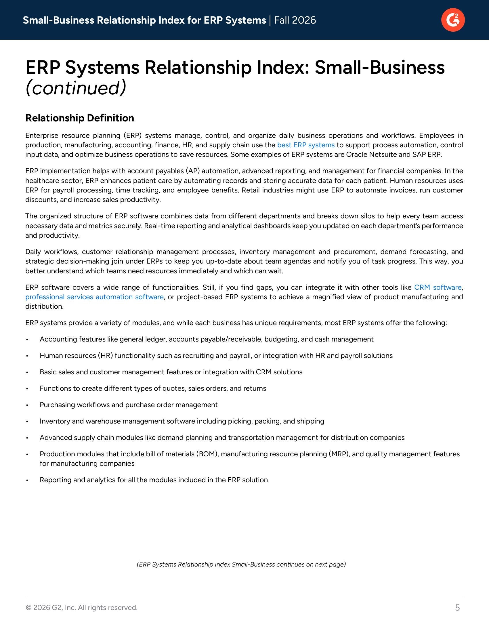Acumatica Outperforms Odoo, Sage Intacct, NetSuite, and Others in G2’s Fall 2026 Relationship Index for Small-Business ERP Systems, page 1