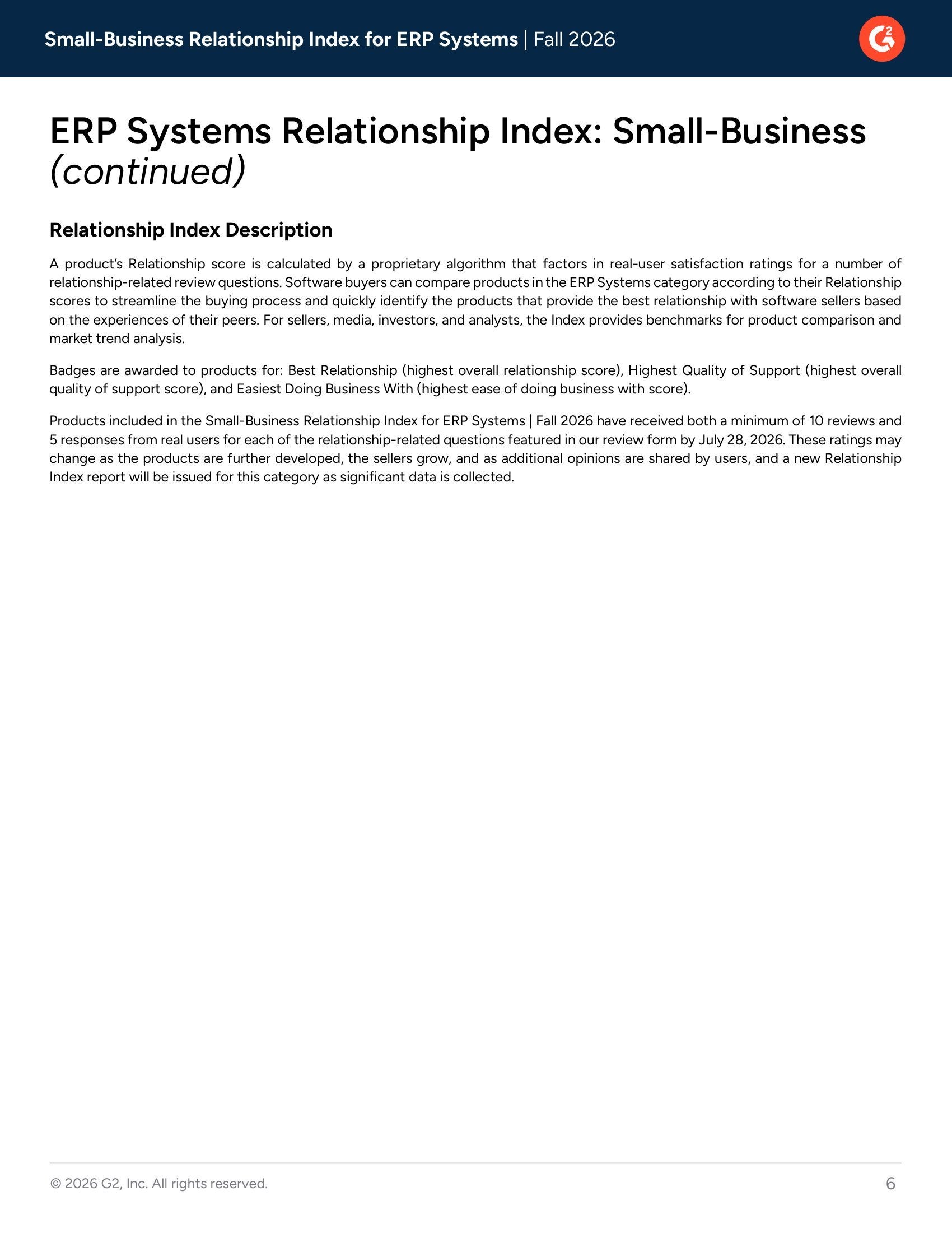 Acumatica Outperforms Odoo, Sage Intacct, NetSuite, and Others in G2’s Fall 2026 Relationship Index for Small-Business ERP Systems, page 2