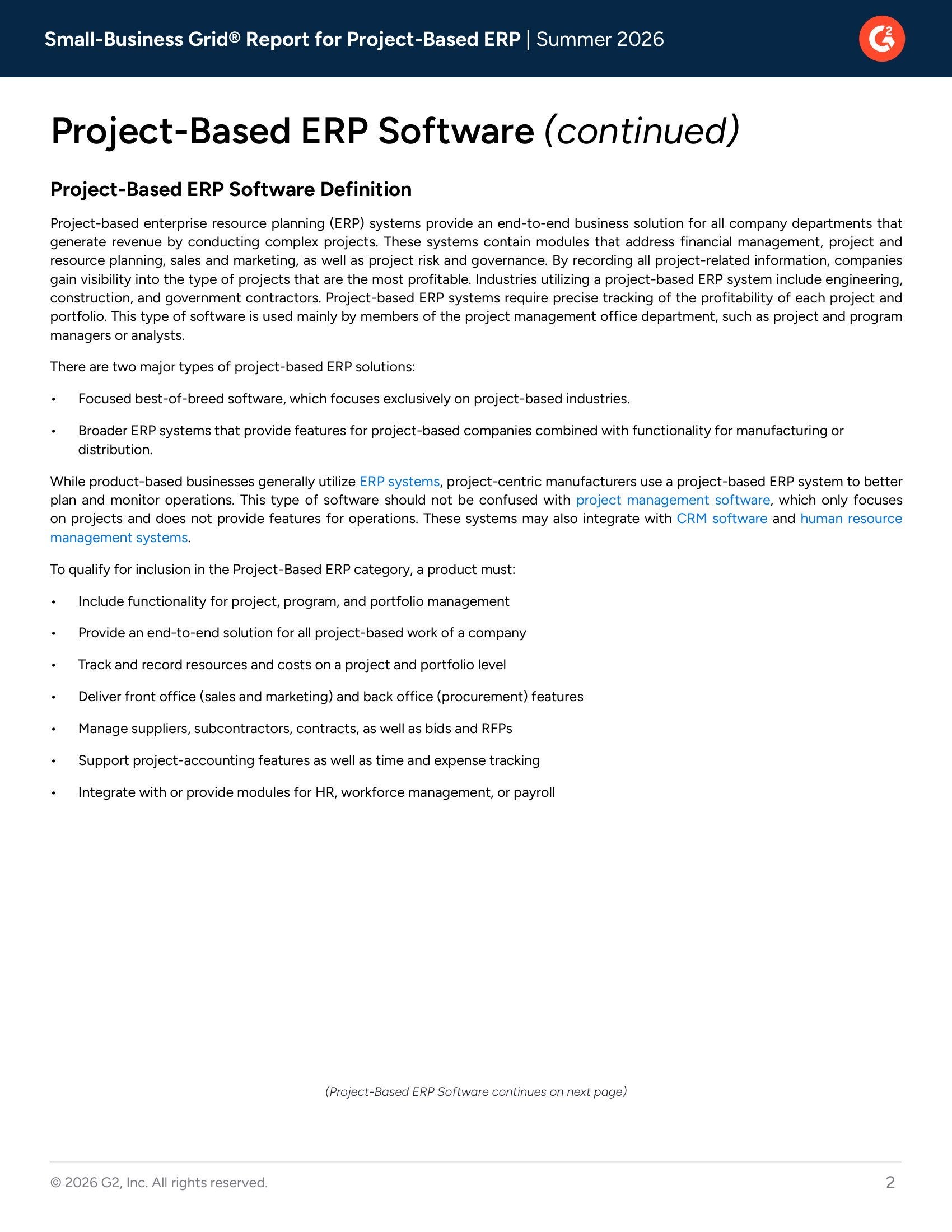Grid® Report for Small-Business Project-Based ERP Summer 2026, page 1