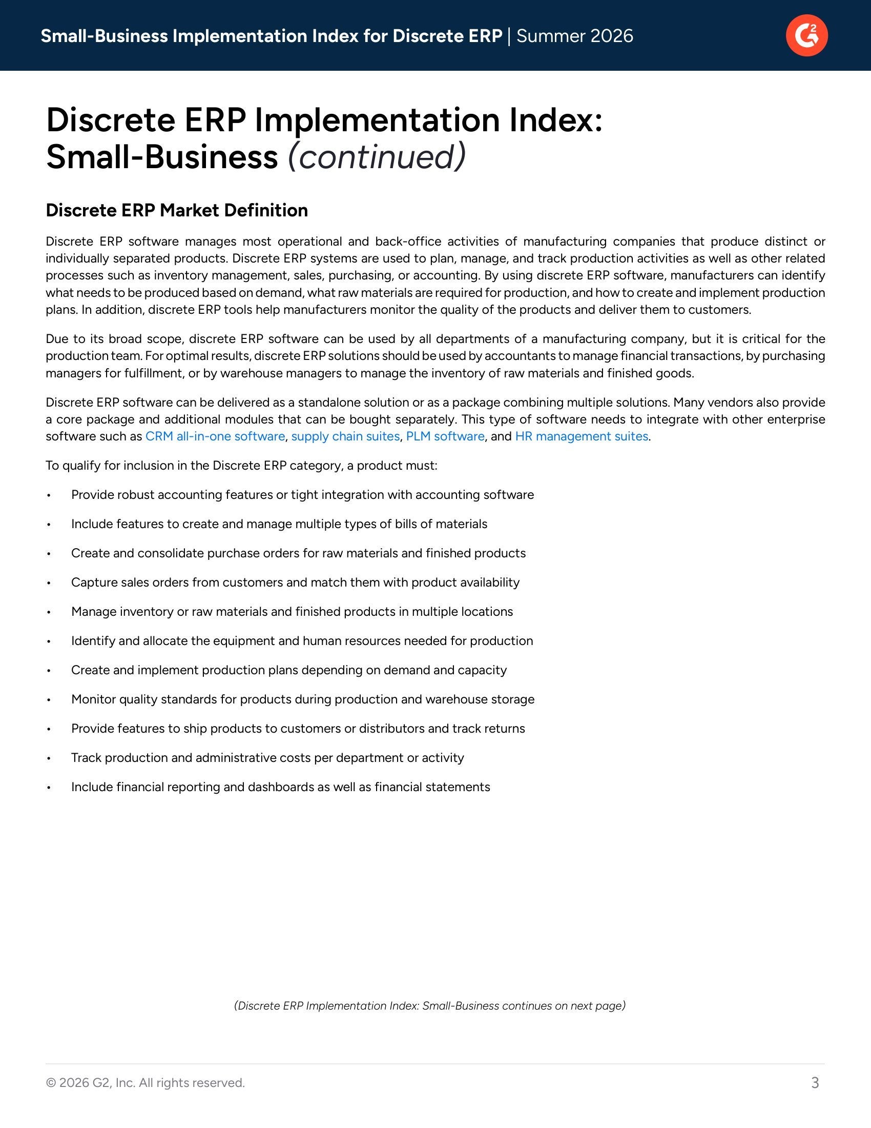 Top-Ranked Small-Business Discrete ERP Solutions in G2’s Summer 2026 Implementation Index, page 2