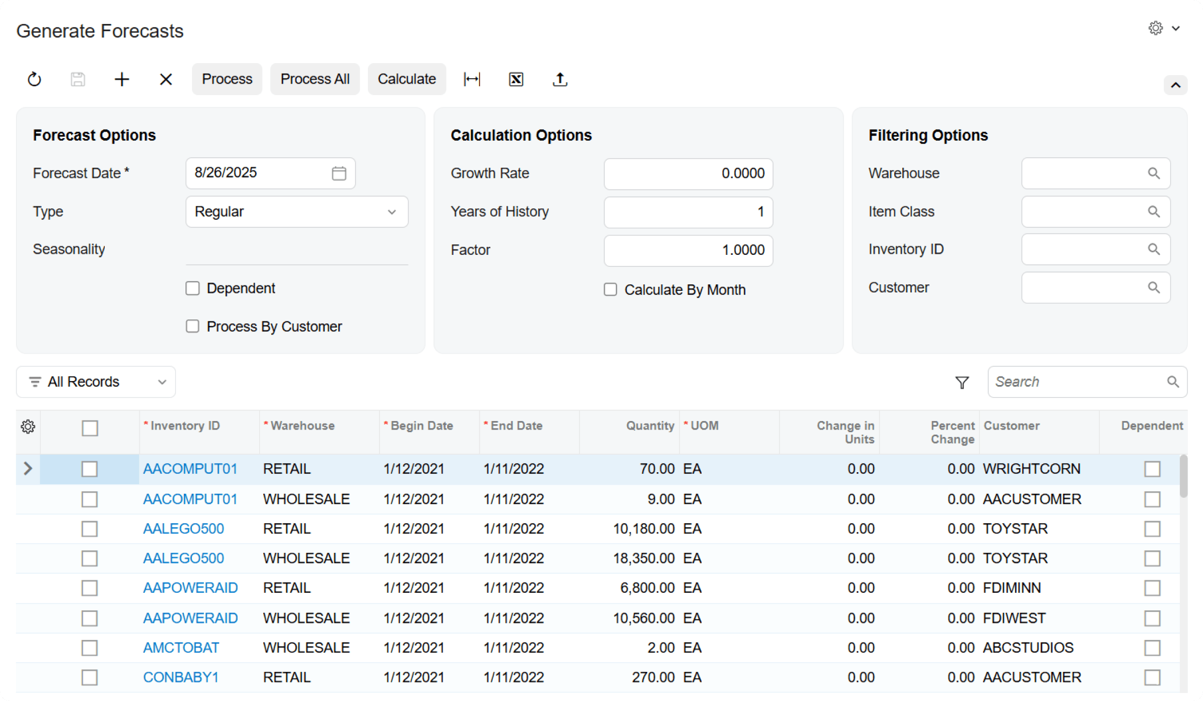 Purchasing and Demand Planning Screenshot of the Acumatica product to show Purchasing and Demand Planning