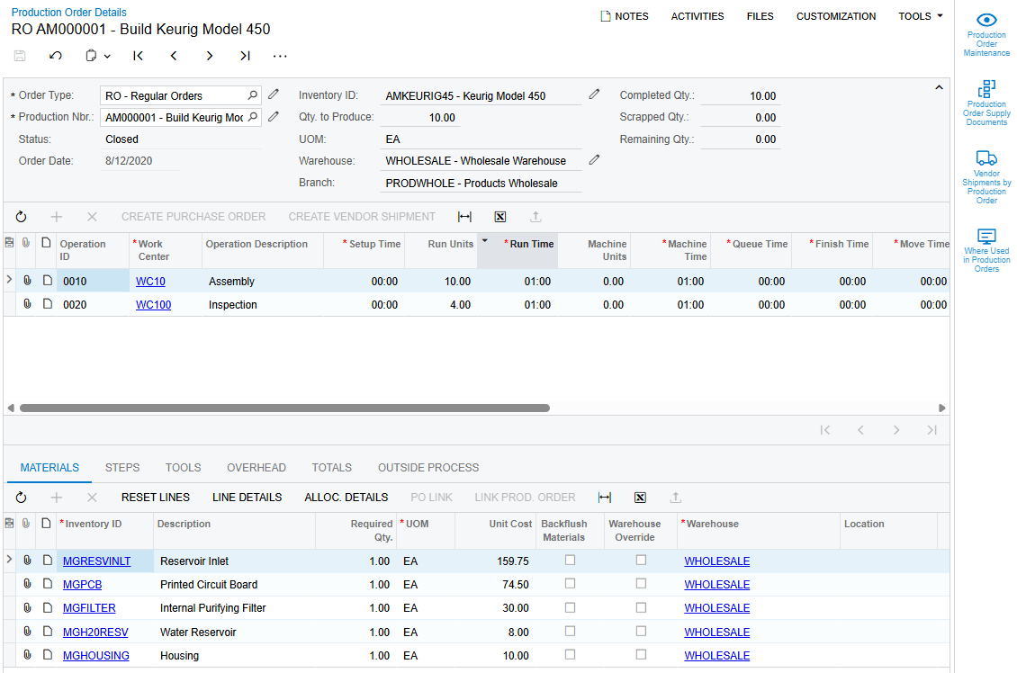 Screenshot of DTC Manufacturing