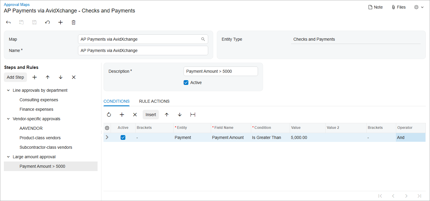Screenshot of Acumatica Configurable Multi-Level Approval Workflows