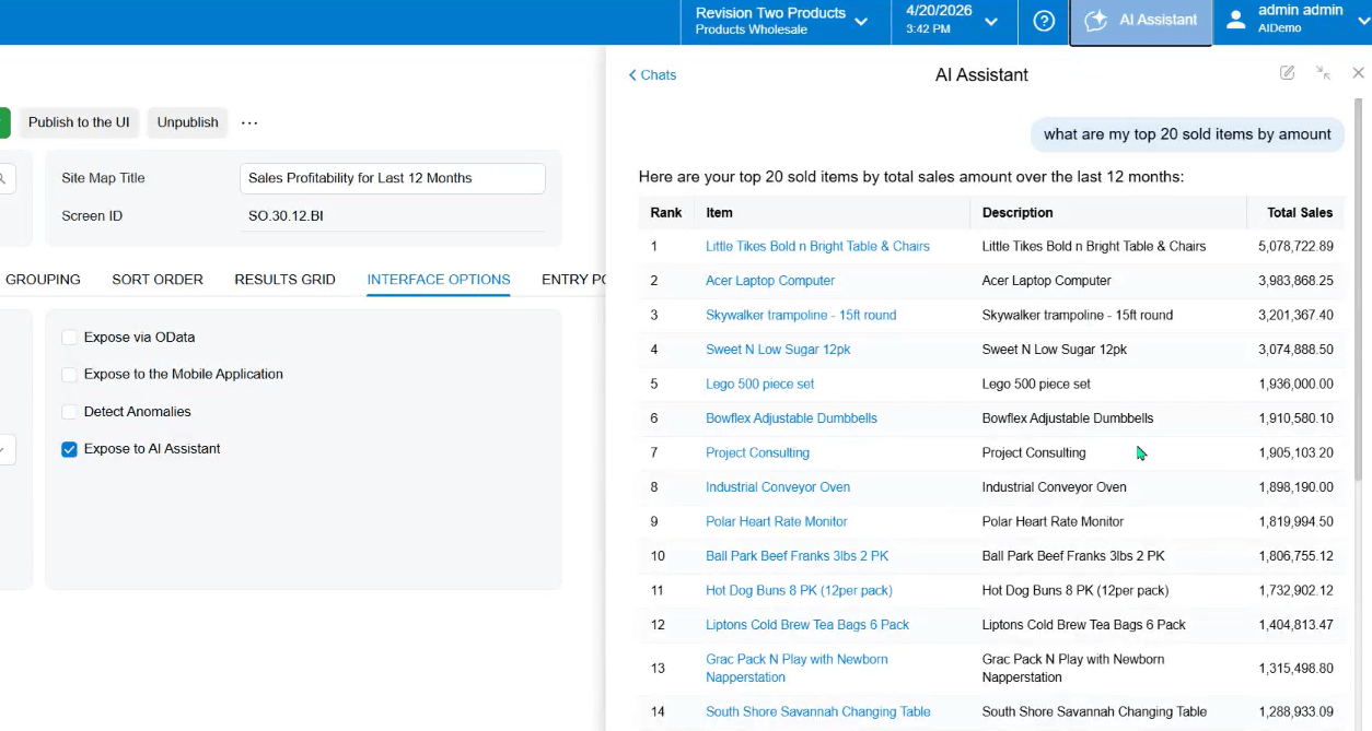 Visual, Actionable Results Screenshot of the Acumatica Screenshot of AI Visual, Actionable Results
