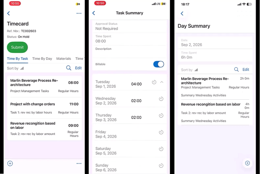Mobile Time Card Enhancements
