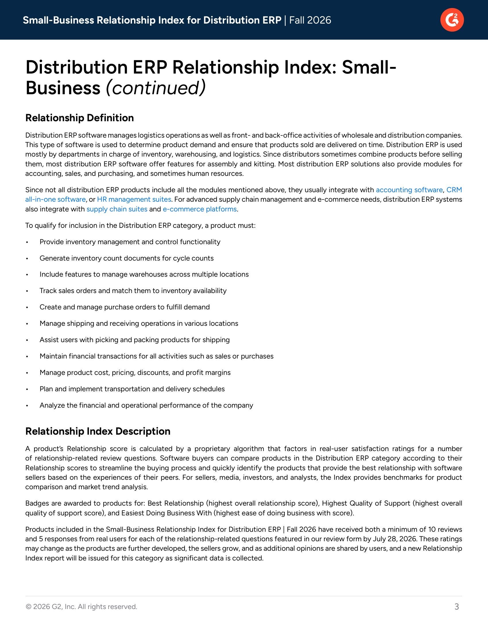Acumatica Among Top Distribution ERP Products In G2’s Fall 2026 Relationship Index for Small-Business Distribution ERP, page 1